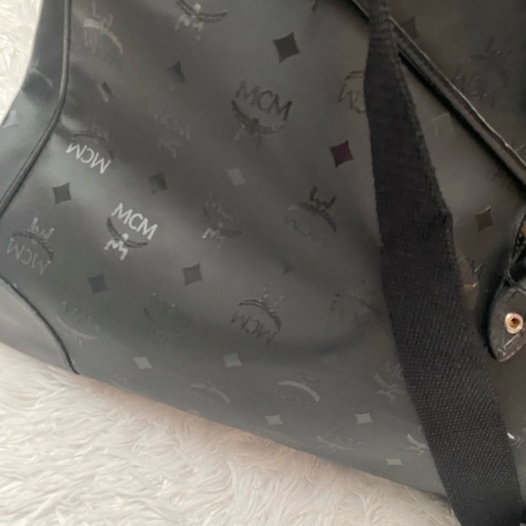 Vintage MCM Viestos Logo Print Black Overnight Bag Large XL - Picture 3 of 16